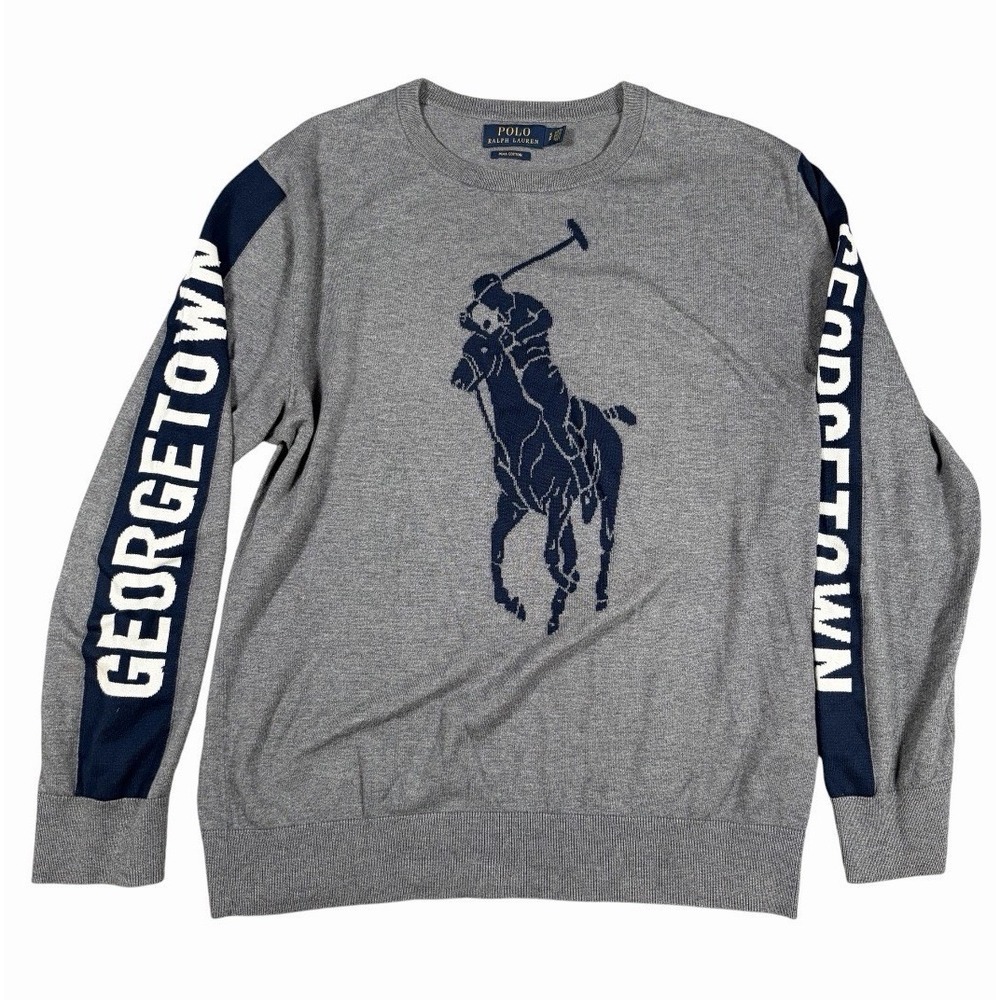 Polo Ralph Lauren x Georgetown University Crewneck Sweater Double Knit Big Pony